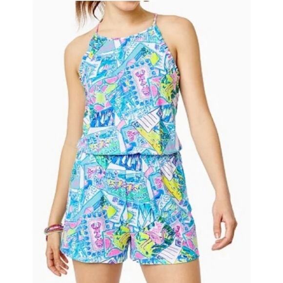 Lilly Pulitzer Dayley Romper In Multi Pop Up Wish You Were Here - Picture 1 of 12